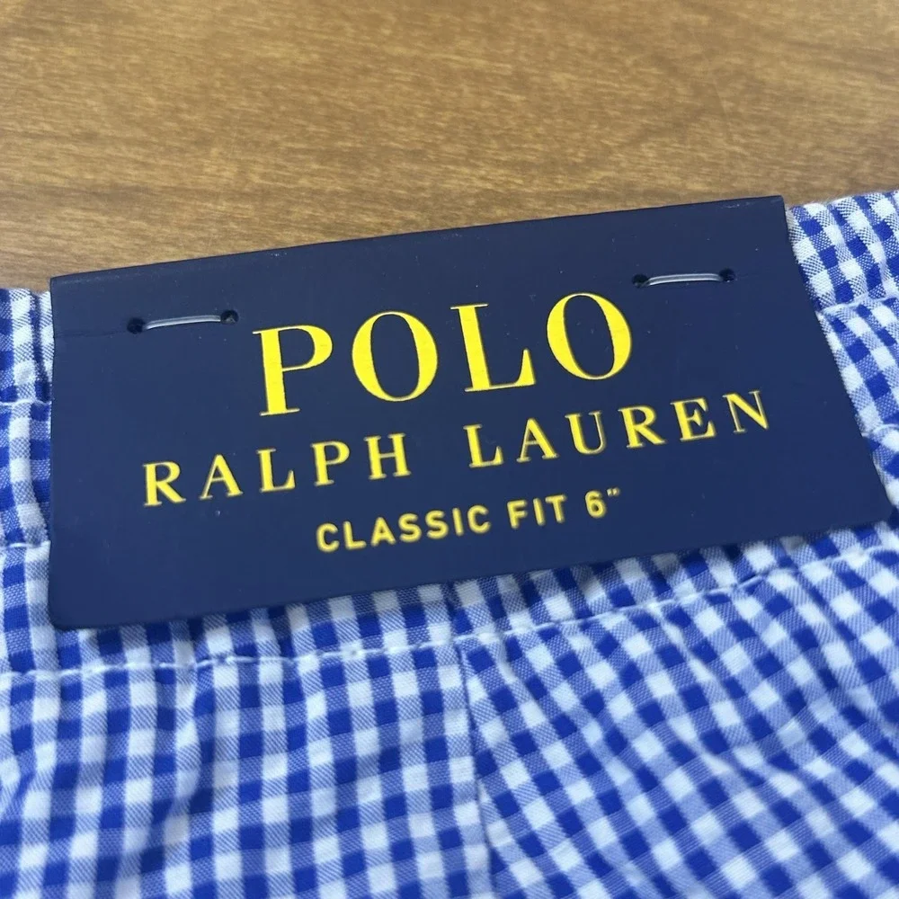 Polo Ralph Lauren Shorts Mens Large Blue Check Chino Classic Fit 6